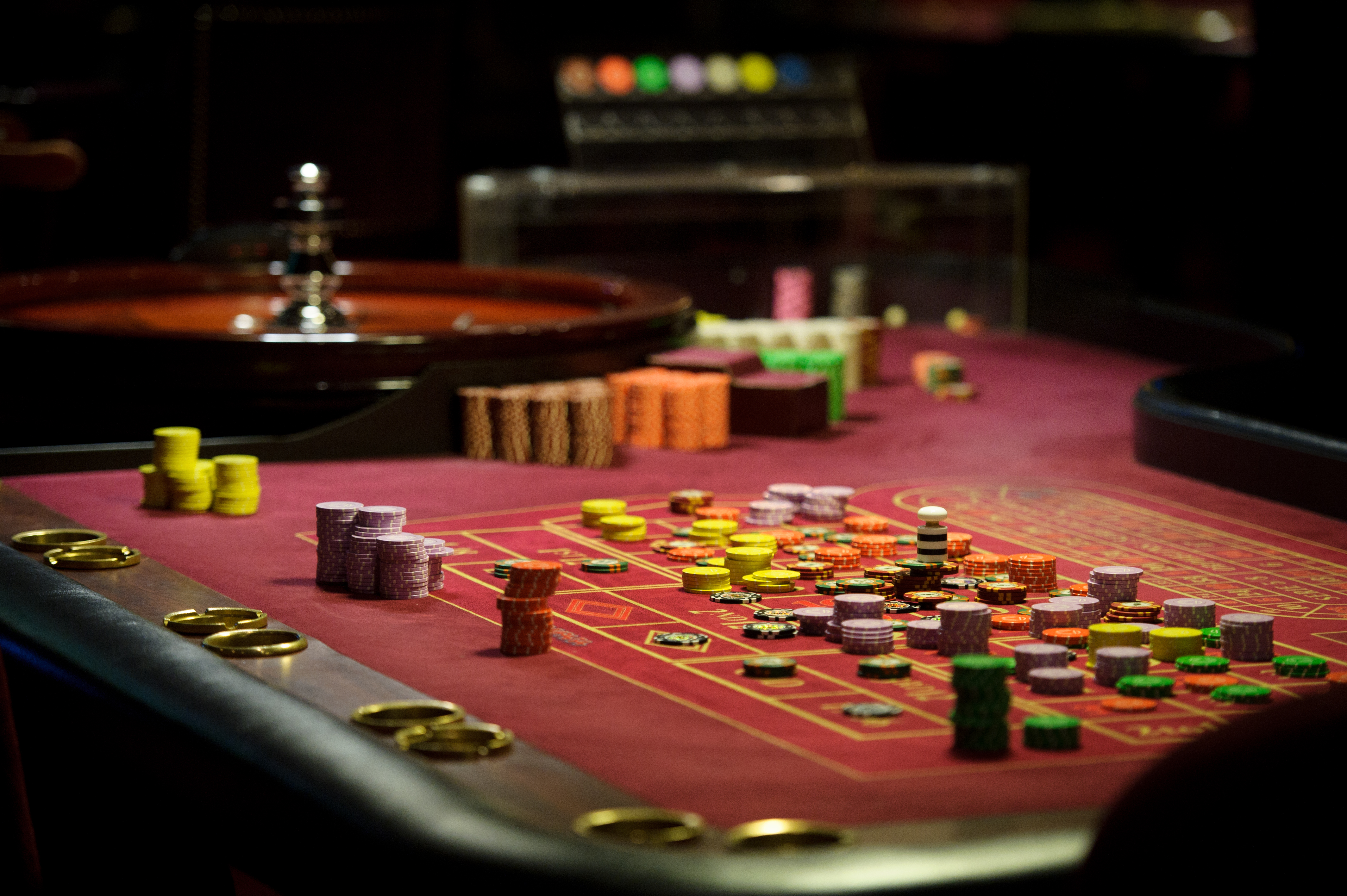 Casino table prepared for a live player event